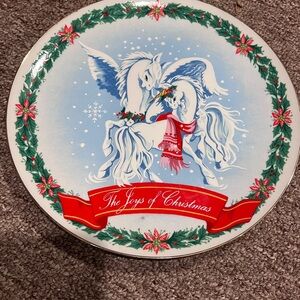 Vintage Unicorn / Pegasus Porcelain Decorative Christmas Plate